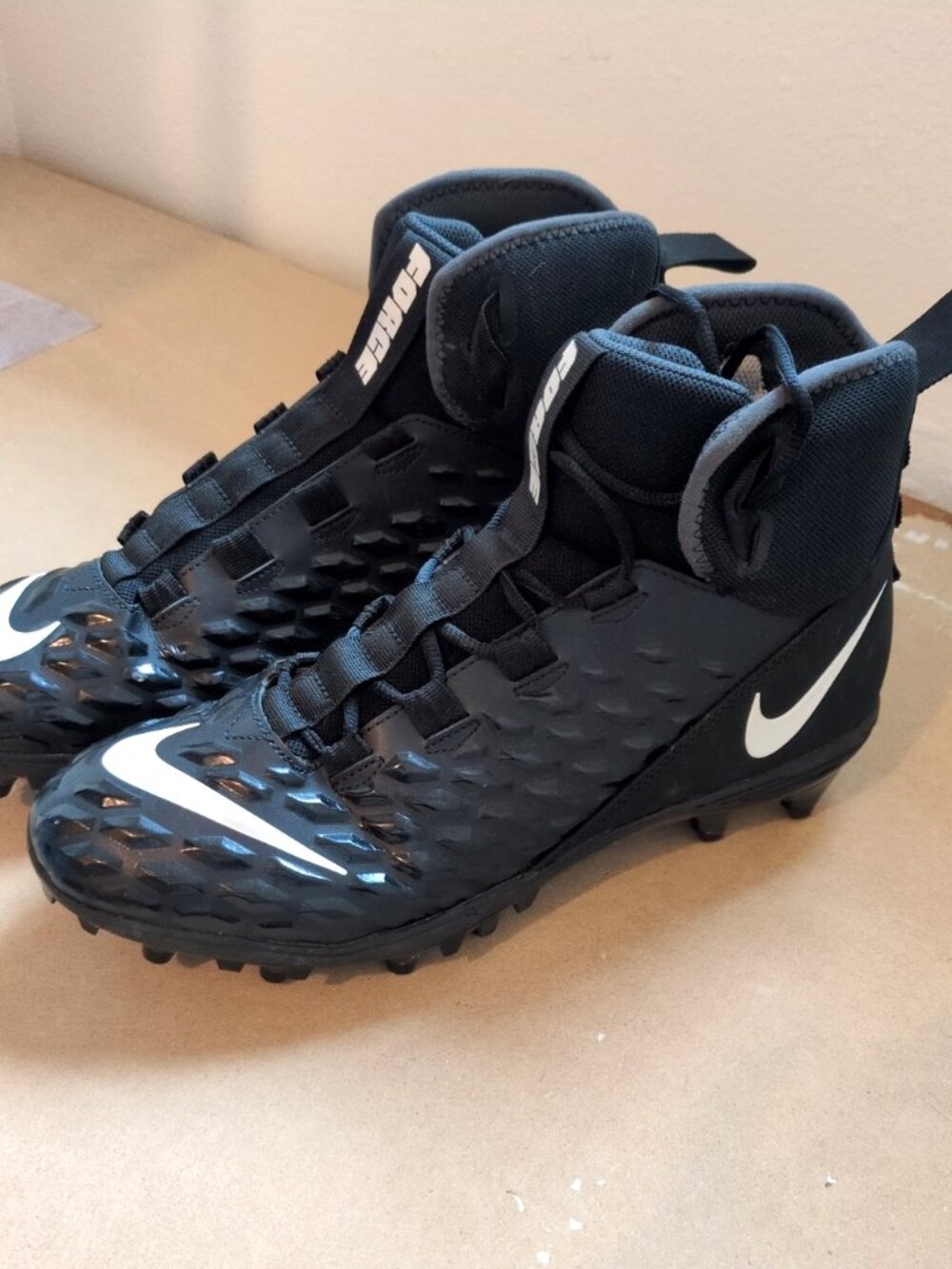 NIKE FORCE FOOTBALL CLEATS Black Men's Size 12